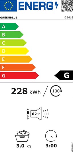 GreenBlue GB415 - Wasdroger - Condensdroger - Elektrische wasdroger - 3kg lading - 5 Programma`s - Wit / Zwart — thumbnail 2
