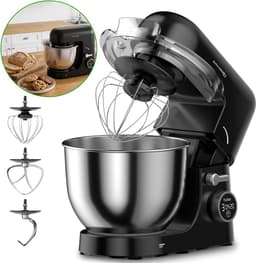 Erikssøn Kitchen Keukenmachine - 8 Snelheidsstanden Met Timer - 5L Mixer met Mengkom - 1400W - Keukenrobot - Keukenmixer - Foodprocessor - Zwart — thumbnail 1