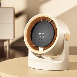 Persoonlijke Bureaufan - Tafelventilator - Comfort Verhogend - 100 Snelheden - 15.5 cm Breed - Crèmekleurig — thumbnail 3