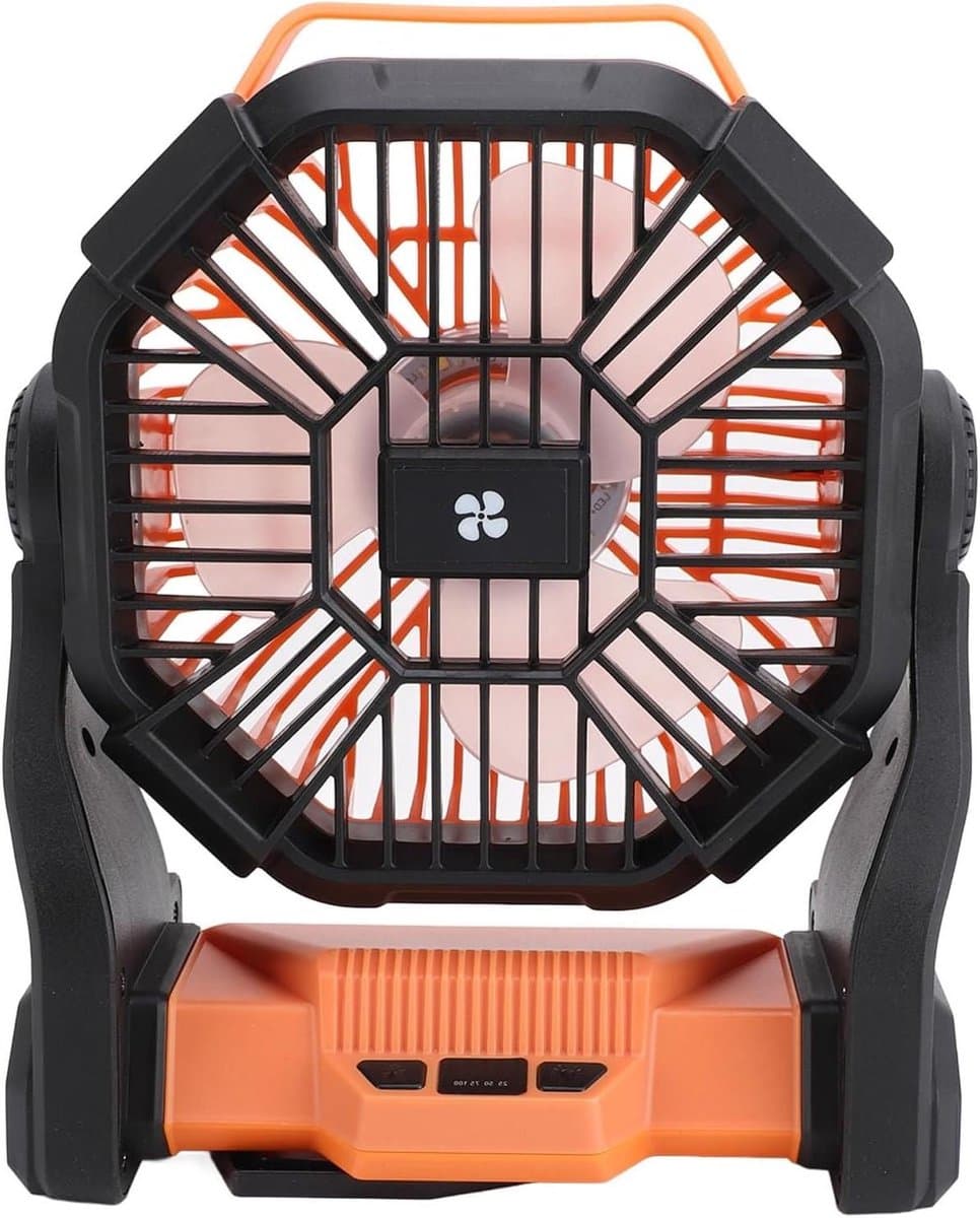 Draagbare Ventilator - Kampeer Ventilator - Buiten Koelen - Met LED Lantaarn - 10400mAh Batterij - Oranje — afbeelding 1