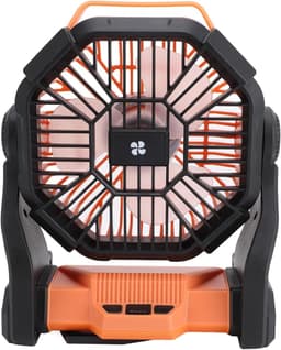 Draagbare Ventilator - Kampeer Ventilator - Buiten Koelen - Met LED Lantaarn - 10400mAh Batterij - Oranje — thumbnail 1