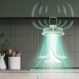 Tafelventilator - Persoonlijke koeler - Stille luchtcirculatie - Geïntegreerde verlichting - 205 cm breed - Groen — thumbnail 3