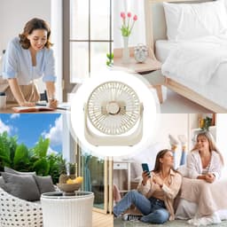 Tafelventilator voor slaapkamer, stille ventilator voor slaapkamer, met helling van 90 graden, draagbare circulator, 3 snelheden, 90 graden kantelbare kop en efficiënte luchtstroom — thumbnail 3