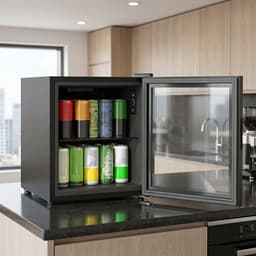 46L Drankenkoelkast- Zwart Glazen Deur T - ouchbediening 0-20°C Instelbaar - LED Verlichting Stille 39dB Vrijstaand Mini Koelkast - voor Slaapkamer Kantoor Studentenkamer Hotel — thumbnail 2