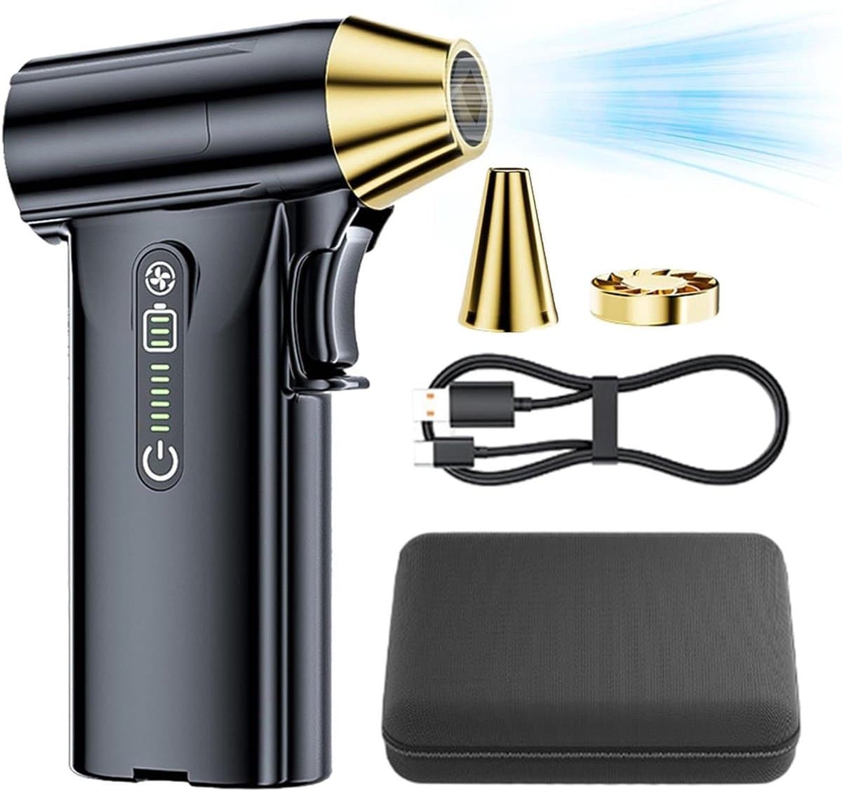 Oplaadbare Air Duster - Draadloze Bladblazer - Stof Vrij Maken - 130.000 RPM Motor - 3 Snelheden - Zwart — afbeelding 1