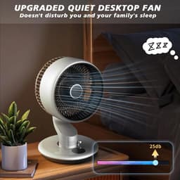 Ulisem - Tafelfan - 2400mAh oplaadbaar - 120° oscillerend - 90° kantelbaar - Stille motor - Met zuignapwandmontage - Afneembare bladen - Voor keuken en slaapkamer - Wit — thumbnail 3