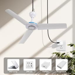 Plafondventilator - Mini Plafondventilator - Stille Ventilator - USB Aangedreven - Geschikt voor Reizen en Kamperen - Wit — thumbnail 3