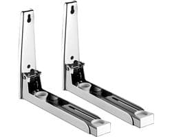 Wandhouder voor microgolfovenrek, 2 stuks, verstelbaar, opvouwbaar, gepolijst, roestvrij staal, sterke belasting, universele antislip houder voor magnetron, voor thuiskeuken