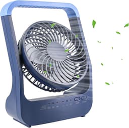 Tafelventilator Oplaadbaar - 20000 mAh - 3 Snelheden - Stil - 180° Draaibaar - Met Timer - Blauw — thumbnail 1