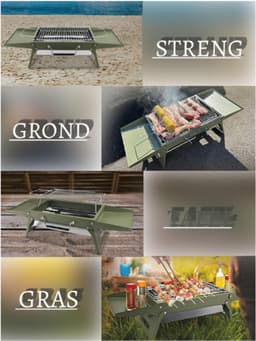 51 x 35 cm opvouwbare draagbare houtskoolgrill, kleine campinggrill voor 3-5 personen, BBQ grill voor buiten, geschikt voor tuinen, stranden, gazons en tafelbladen, Groen — thumbnail 3