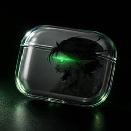 Attack on Titan inspired AirPods 4 Hoesje - Transparante Hardcase met Anime Titan Design en Groen Lichtgevend Oog - Beschermhoes voor Apple AirPods 4 - Cadeau voor Anime Fans en Gamers — thumbnail 3