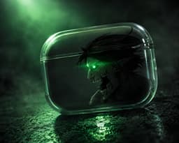 Attack on Titan inspired AirPods 4 Hoesje - Transparante Hardcase met Anime Titan Design en Groen Lichtgevend Oog - Beschermhoes voor Apple AirPods 4 - Cadeau voor Anime Fans en Gamers — thumbnail 2