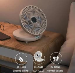 Oplaadbare Wandventilator - Kleine Bureauventilator - Frisse Lucht - Opvouwbaar Compact Design - 3 Snelheden - Blauw — thumbnail 4