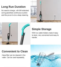 VIEMAE Steelstofzuiger met snoer - Steelstofzuiger - Stofzuiger - Vacuum cleaner - Kruimeldief - Zonder zak - 3-in-1 - Lichtgewicht — thumbnail 3
