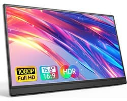 Portable Monitor Full HD USB-C - 15.6 Inch Inclusief Hoes - Met Speakers - Plug en Play - Draagbare monitor - Draagbaar scherm - Draagbare monitor voor laptop - draagbaar scherm voor laptop - portable beeldscherm - USB Monitor