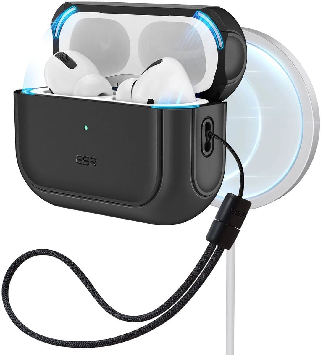 ESR Orbit Hybrid HaloLock Hoesje MagSafe Geschikt voor Apple AirPods Pro 1/2 Zwart — afbeelding 1
