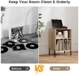 Platenspelermeubel - LP-kast - Platenspelerkast - Draaitafelstandaard - Platenspelerstandaard - Vintage Displayplank - Natuurlijk — thumbnail 5