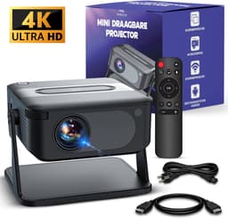 Miroza® Pro Mini Beamer Zwart - 4K Ultra HD Projector - Draagbare Beamer met Wifi 6 & Bluetooth 5.2 - Android 14 & IOS - YouTube, Netflix & Disney - Ingebouwde Speakers & 3 meter stekkersnoer — thumbnail 1