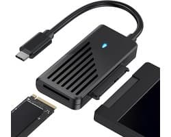 M.2 NVMe SATA Adapter - Externe Harde Schijf - Opslag Uitbreiden - 10Gbps Snelheid UASP - 2.5/3.5 inch - Zwart