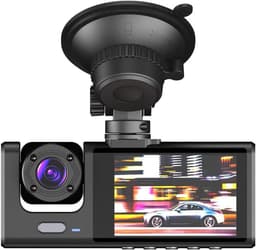 Dashcam 3 Camera's - Rijrecorder DVR - Veilig Rijden - 1080P Beeldkwaliteit - 2 Inch Scherm - Zwart — thumbnail 1