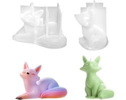Mini 3D Silicone Fox Mold voor Taartdecoratie, Hars Gieten, Polymer Klei en Bijenwas Kaarsen (2 Stuks)