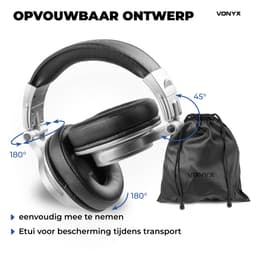 DJ koptelefoon - Vonyx HDX120SB - Over ear koptelefoon - Studio koptelefoon - Opbergtas - Aluminium — thumbnail 6