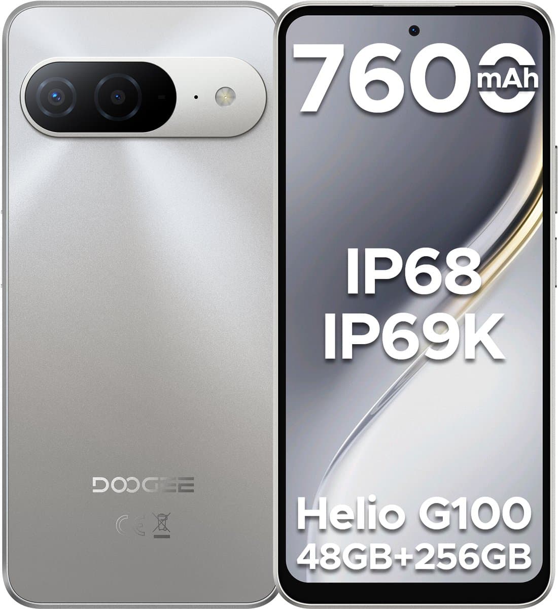 DOOGEE B10 4G - Robuuste smartphone - Robuuste telefoon - 48GB RAM + 256GB ROM (2TB/TF) - 6,63 inch FHD 120Hz - 7600mAh/33W - IP68/IP69K waterdicht - Helio G100 - Android 16 - NFC - Vingerafdruk - Gezichtsherkenning — afbeelding 1