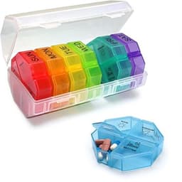 Haofy Medicijncontainer 28 compartimenten Verzegelde draagbare opbergdoos voor 7 dagen Handig medicijnbeheer voor dagelijks gebruik (transparant zeven kleuren) — thumbnail 5