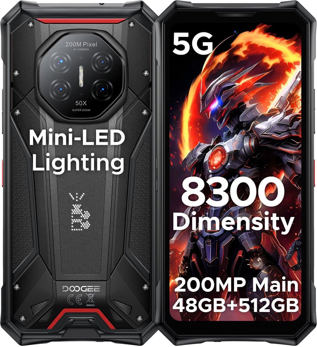 DOOGEE S300 PRO 5G - Robuuste smartphone - Robuuste telefoon - 48GB RAM + 512GB ROM (2TB/TF) - 6,78 inch FHD/120Hz - 11000mAh/66W - IP68 - Dimensity 8300 - Android 16 - 200MP AI camera - NFC - Vingerafdruk - Gezichtsherkenning - Slimme lichteffecten — afbeelding 1