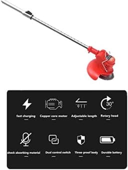 Elektrische Grasmaaier - Accu Grastrimmer - Gazon Onderhoud - Inclusief Batterij - 120 mm Maaibreedte - Zwart — thumbnail 3