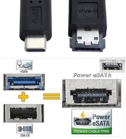USB-C naar Power Over eSATA Adapter voor HDD SSD ODD Converter — thumbnail 5
