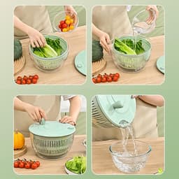 Slacentrifuge Set - Keukenmachine Groente - Maaltijd Voorbereiding - Multifunctioneel Keukenhulpmiddel - 23.5 cm - Lichtgroen — thumbnail 2