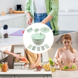 Slacentrifuge Set - Keukenmachine Groente - Maaltijd Voorbereiding - Multifunctioneel Keukenhulpmiddel - 23.5 cm - Lichtgroen — thumbnail 5