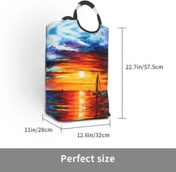 Wasmand - Kledingmand Opbergzak - Vuile Kleding Opbergen - Waterdicht Oxford Doek - 50 Liter Capaciteit - Zwart — thumbnail 3