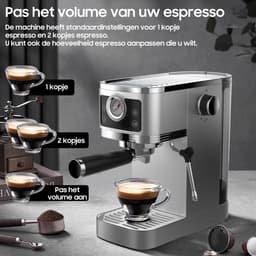 AIMASON CM1660 20 bar Italiaanse pompdruk espressomachine - 1350W hoog rendement professionele koffiemachine voor thuis - 1,3L watertank - met stoompijp, manometer en instelbare uittreedhoeveelheid - RVS — thumbnail 2