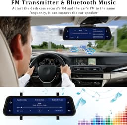 Achteruitkijkspiegel-dashcam - met draadloze Apple CarPlay- en Android Auto-functionaliteit - 9,66 inch - 4K-resolutie - IPS-touchscreen - dual-screen dashcam - Bluetooth + AHD-achteruitrijcamera - wifi - inclusief 64 GB SD-kaart — thumbnail 3