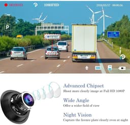 5-inch Full HD 1080P achteruitkijkspiegel dashcam – Waterdichte camera's Geschikt voor en achter – Groothoek – 2.5D anti-reflecterend glas — thumbnail 2