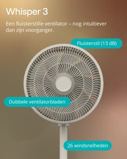 Duux Whisper 3 Statiefventilator - Zuinige Ventilator met 26 snelheden, Timer en Nachtmodus - In hoogte verstelbaar (73-95cm) - Horizontale + verticale oscillatie - Greige — thumbnail 4