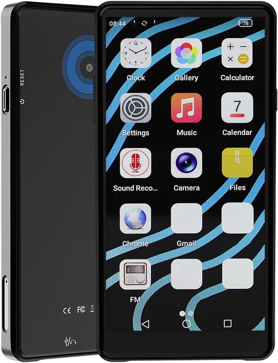 64GB MP3-speler met Bluetooth, 2,4 GHz / 5 GHz wifi en Bluetooth 5.0, muziekspeler voor Android 12, ingebouwde microfoon, 16 MP camera, 4,99 inch touchscreen, FM-radio en e-reader — afbeelding 1
