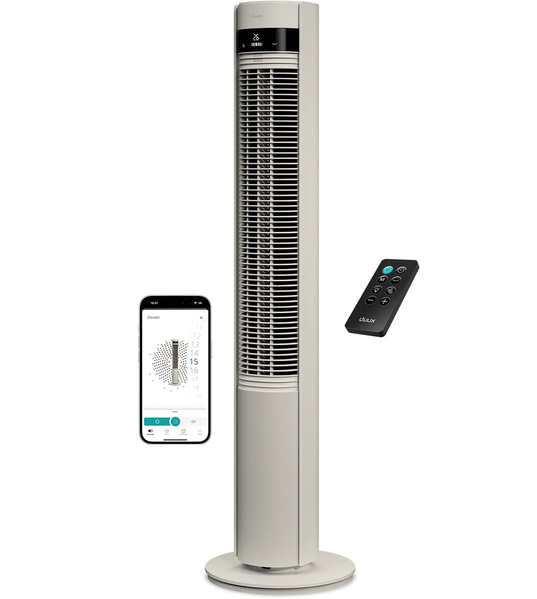 Duux Elevate Smart – Stille Torenventilator met Ionisator – 26 Snelheden & Slaapmodus - Greige — afbeelding 1