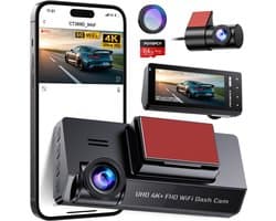 TIM® Dashcam Voor en Achter - Parkeermonitor - Dashcamera - Nachtzicht - Zwart - 4cm x 11cm x 5cm