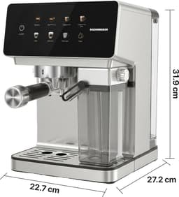 Heinner Pistonmachine – Touch Control – 1350W – Digitaal display – 20 Bar – Espressomachine - Waterreservoir 1.6L en Melkreservoir 0.5L – Zilver — thumbnail 4