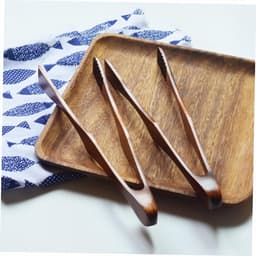 2 stuks - Houten broodklemmen - Voedselklemmen - Barbecue tang - voedselklem van hout - Houten toastklemmen - Geschikt voor keukens en grills - 27x6cm - Geschikt voor koken grillen brood steak salades fruit airfryers augurken snacks enz — thumbnail 5