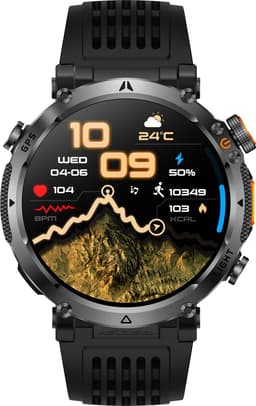 Knobbout GPS Smartwatch 1.7" (4,3 cm) met LED Zaklamp – 850mAh Batterij | IP68 Waterdicht | Kompas, Hoogtemeter & Barometer | Outdoor Sport Horloge met Bluetooth Bellen - Zwart — thumbnail 3