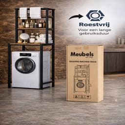 MeubelsvanJoep wasmachine ombouw rek zwart 178 x 60 x 70 cm - Wasmachine rek met opbergruimte zwart - Wasmachine rek bovenlader zwart - Wasmachine rek voorlader zwart - Toilet kast - Wc meubel - Wc kast — thumbnail 5