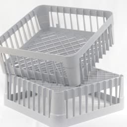 Spoelmand Vaatwasser - Vaatwasmand Bestekhouder - Horeca Keuken - Stapelbaar Grofmazig - 40 x 40 x 15 cm - Grijs — thumbnail 3