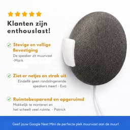 Wandhouder Geschikt voor Google Nest Mini – Slimme Speaker Wall Mount – Ruimtebesparende Beugel – Eenvoudige Installatie – Wit — thumbnail 4