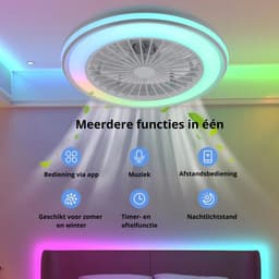 TamTrade Plafondventilator - Plafond ventilator met verlichting - Inclusief afstandbediening - LED - Dimbaar - RGB - Bluetooth — thumbnail 5