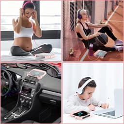 CD Speler - Draagbare Bluetooth-cd-speler met USB-C-snelladen - Ultradun en compact - Ondersteunt CD/CD-R/CD-RW/MP3/WMA-formaten - Geschikt voor zowel reizen als thuisgebruik - 3.5 MM AuxIngebouwde speaker - Met oortjes en datakabel - 2000mah — thumbnail 4