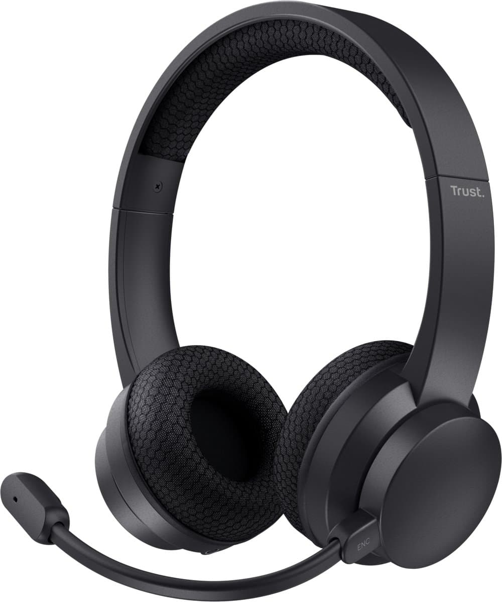 Trust Ayda Draadloze ENC Headset - PC Headset - Draadloos via Bluetooth - Noise Cancelling Microfoon - Tot 24 Uur Batterij - Zwart — afbeelding 1